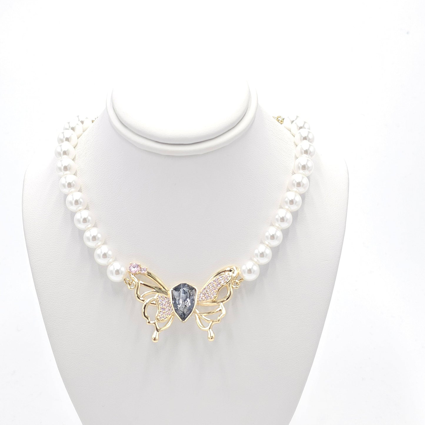 crystal butterfly necklace. size 50 cm