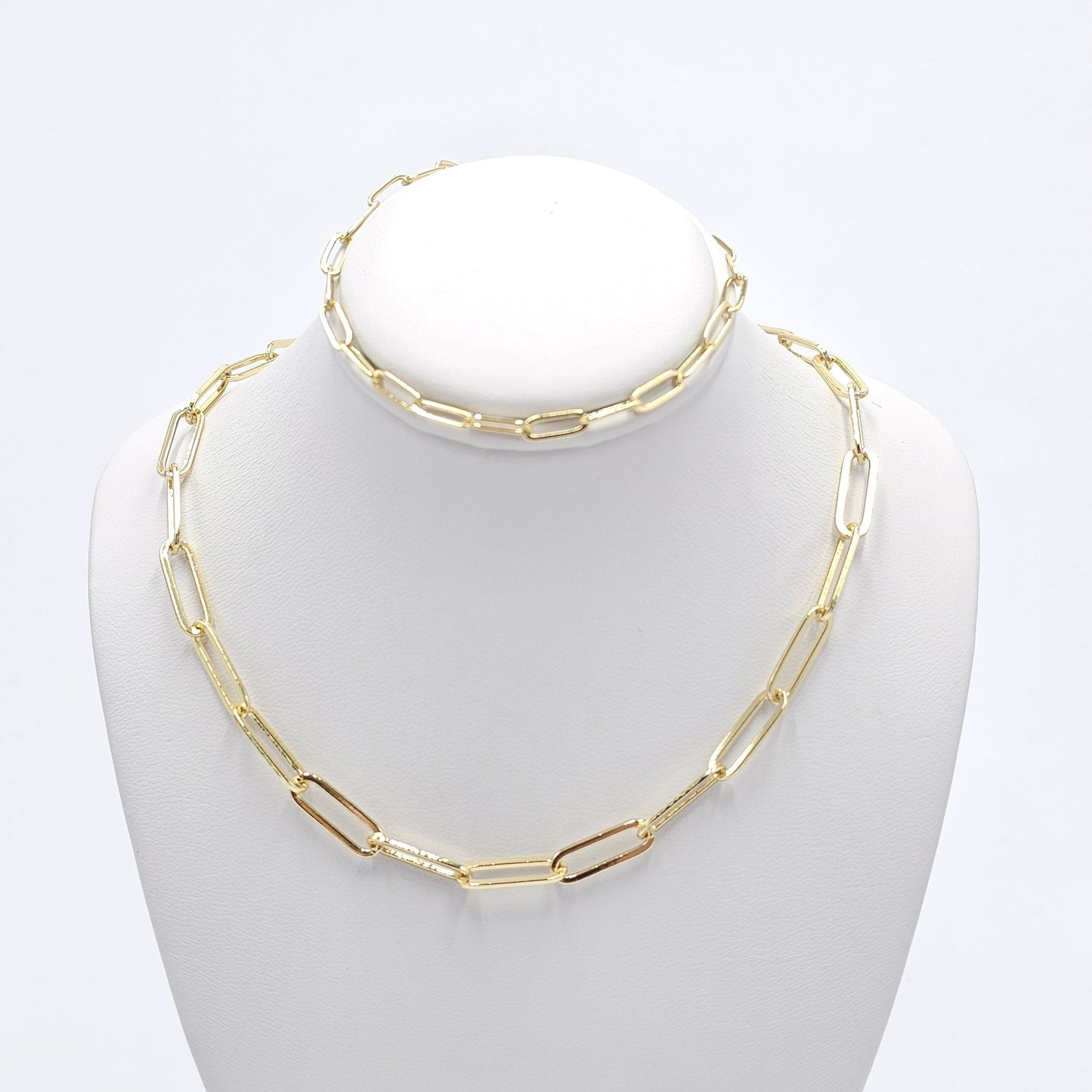 Paperclip set. chain and bracelet. size 45cm