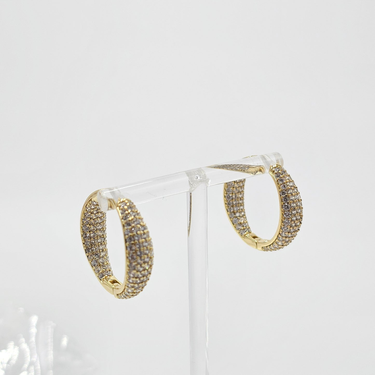 zircon hoops earrings. size medium