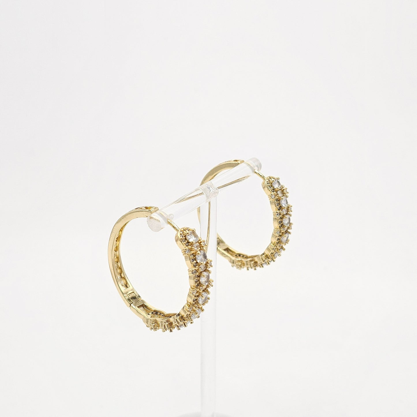 zircon hoops earrings. size medium
