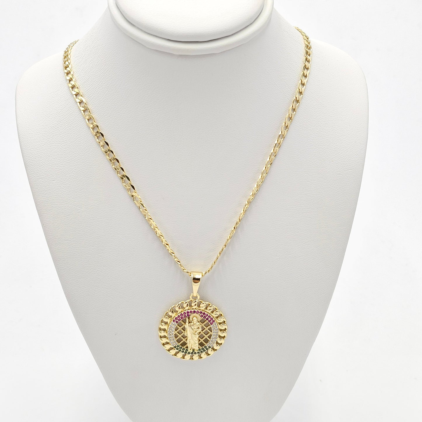 San judes pendant and chain. size 23 inches