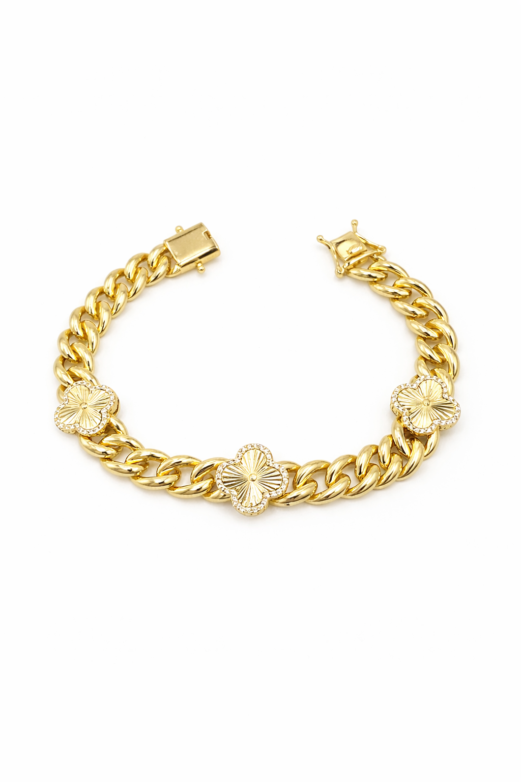 clover 3 leaf gold plated golden color