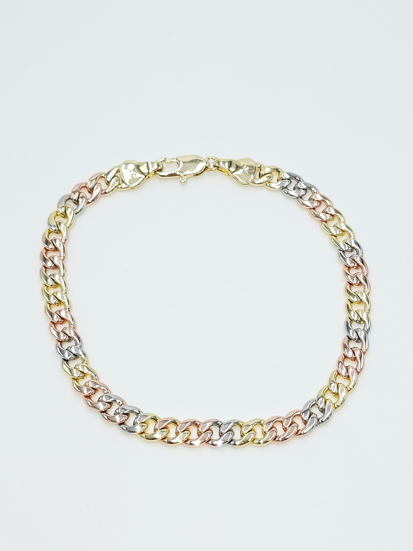 Tri color cuban Link Bracelet