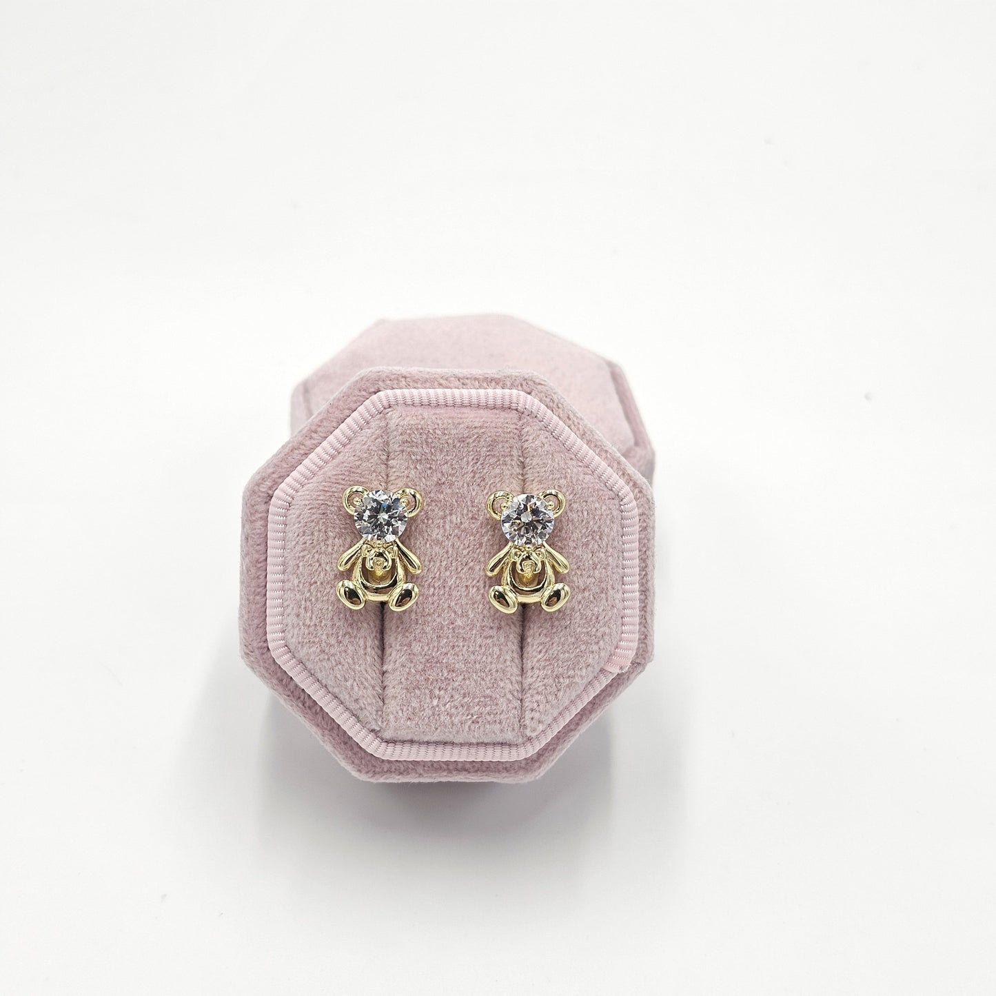 clear bear earring. size small