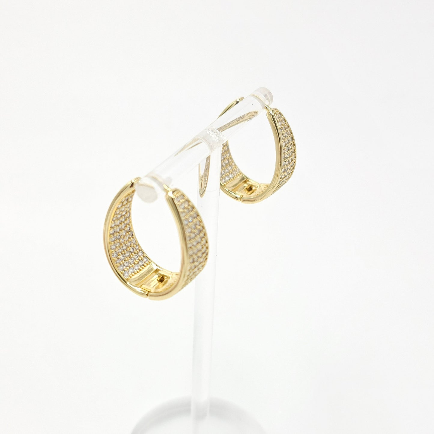 zircon hoops earrings. size medium