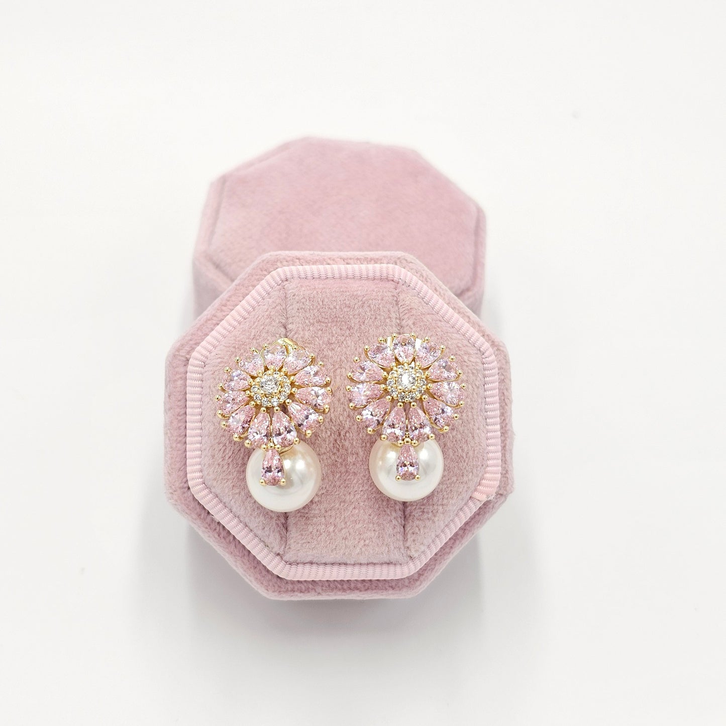 crystal pink earrings. size medium