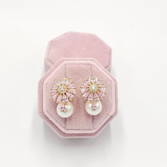 crystal pink earrings. size medium