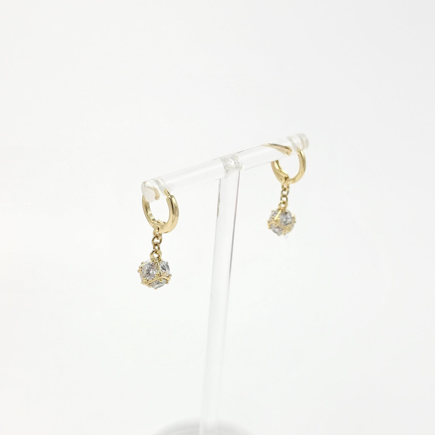zircon ball earrings. size medium