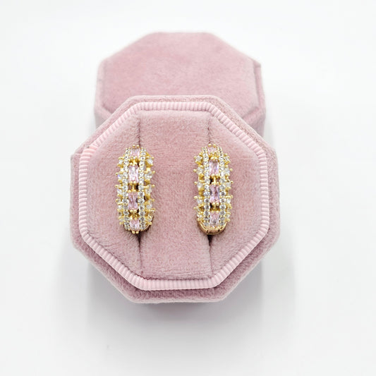 crystal pink earrings.