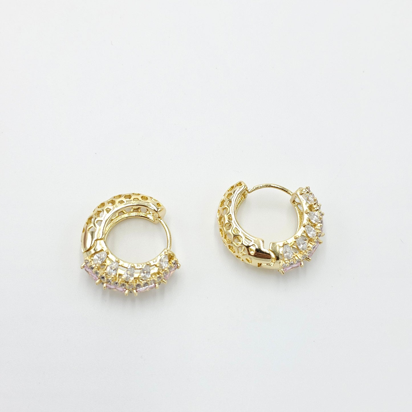 crystal pink earrings.