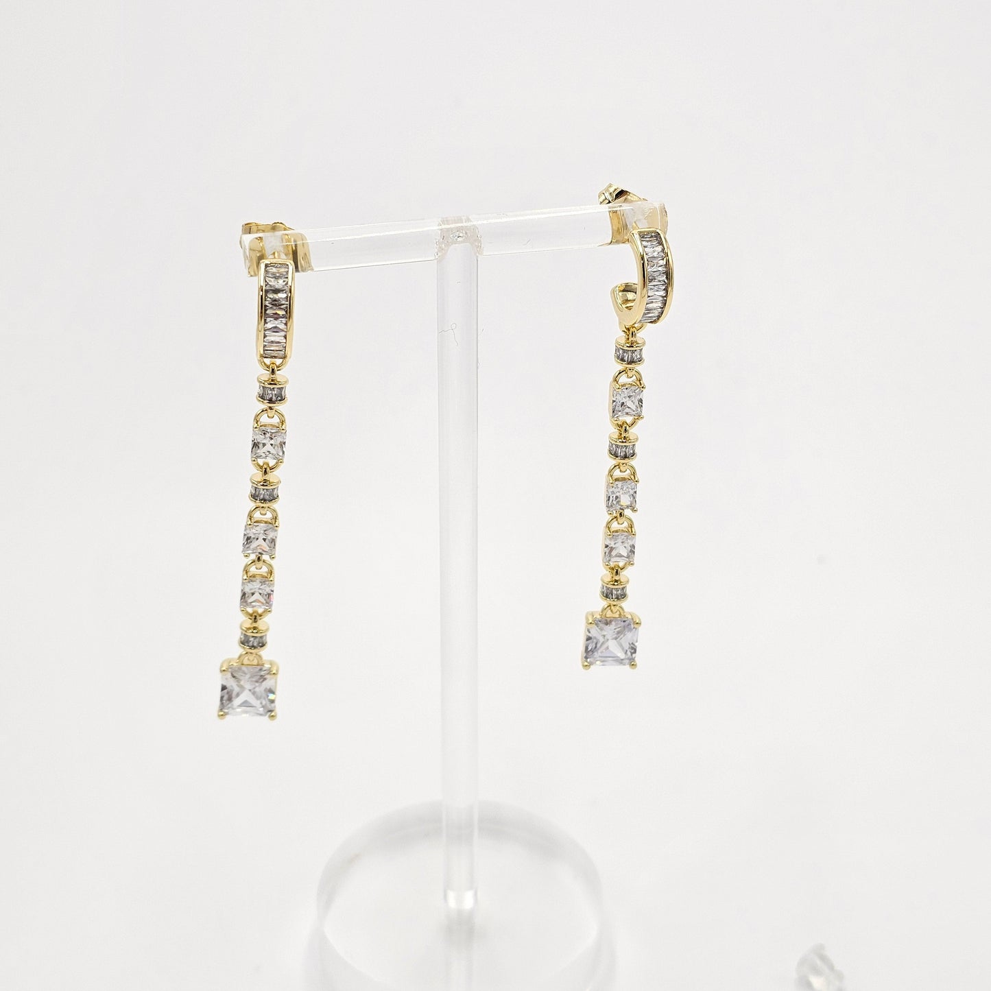 large zircon earrings.