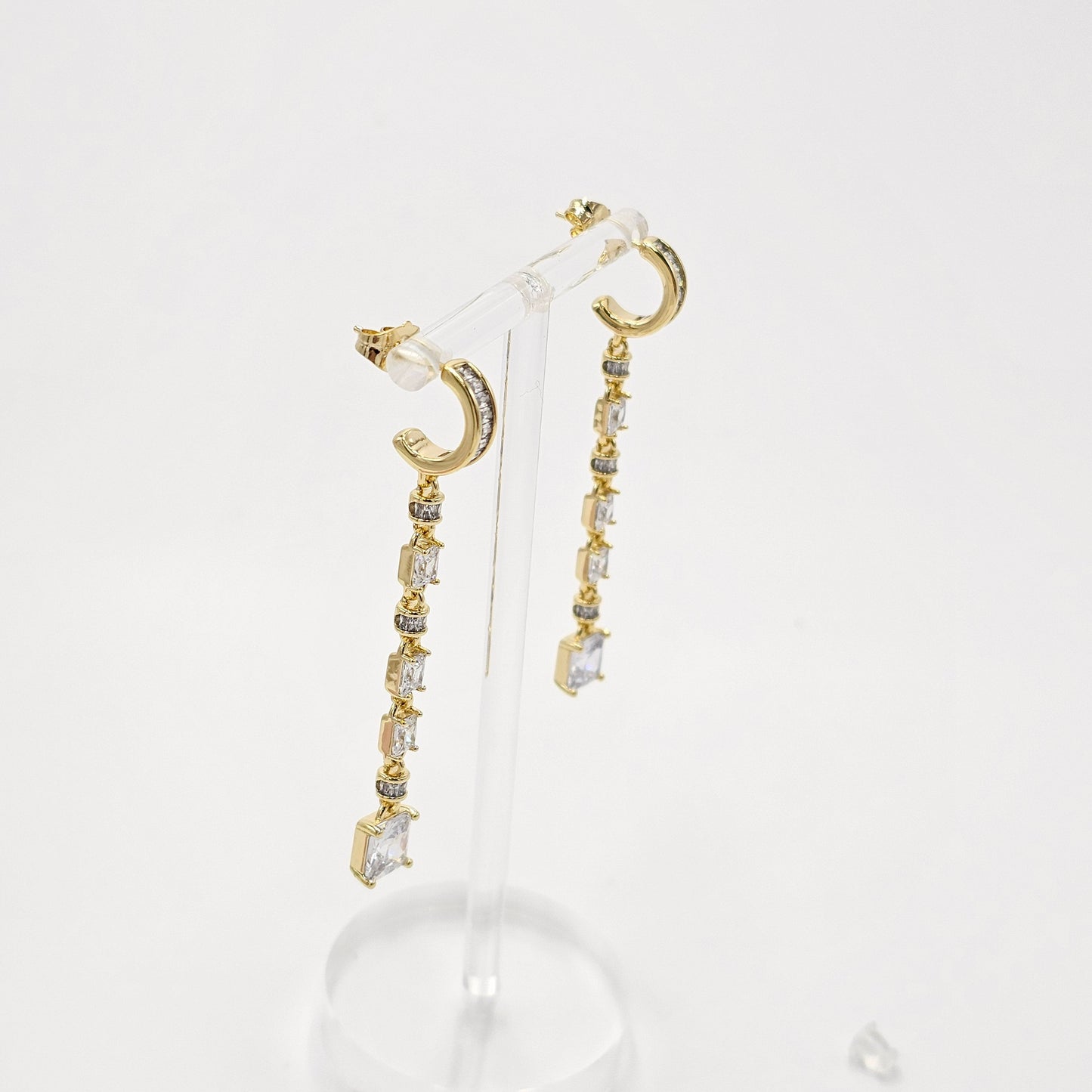 large zircon earrings.