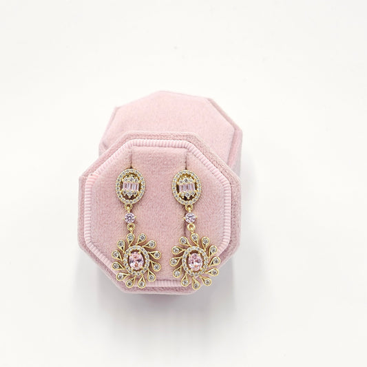 crystal pink and clear earrings