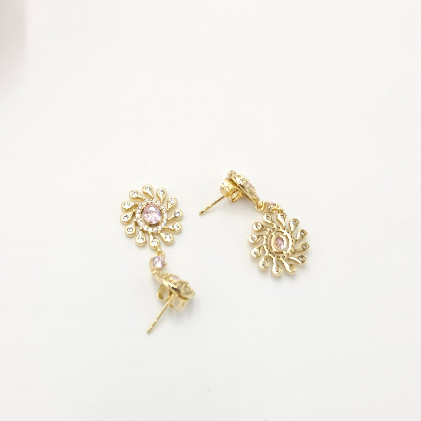 crystal pink and clear earrings