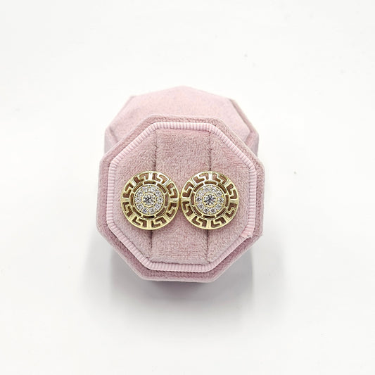 round zircon earrings. size small