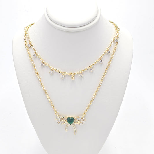 green lazo and chain. size 40+43+5cm