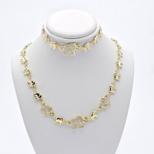 Elephant set. bracelet and chain. size 50 cm