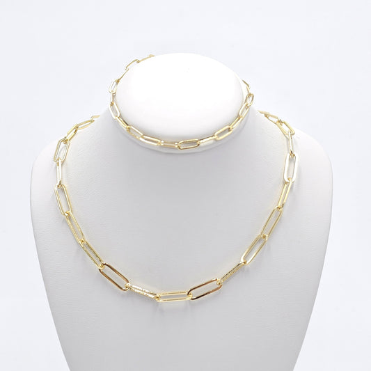 Paperclip set. chain and bracelet. size 45cm