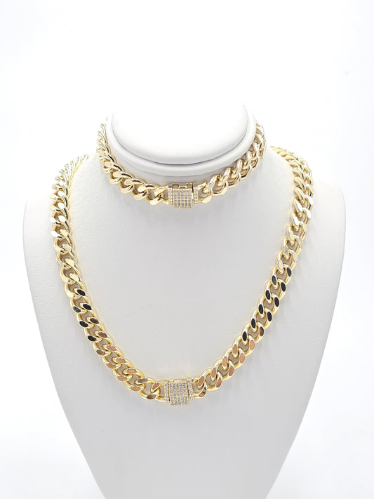 zircon cuban chain set. size 50cm