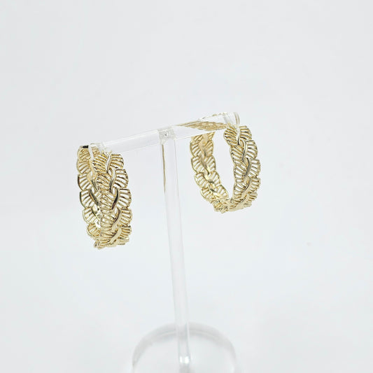 floral golden hoops. size medium