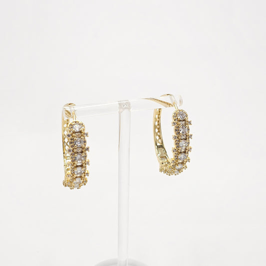 zircon hoops earrings. size medium