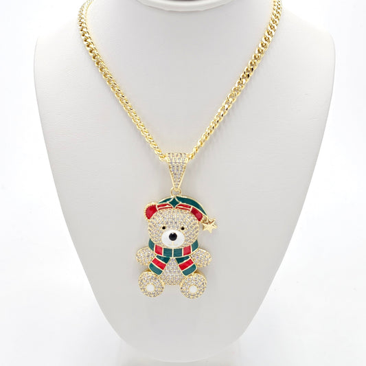 Bear pendant and cuban chain. size 23 inches