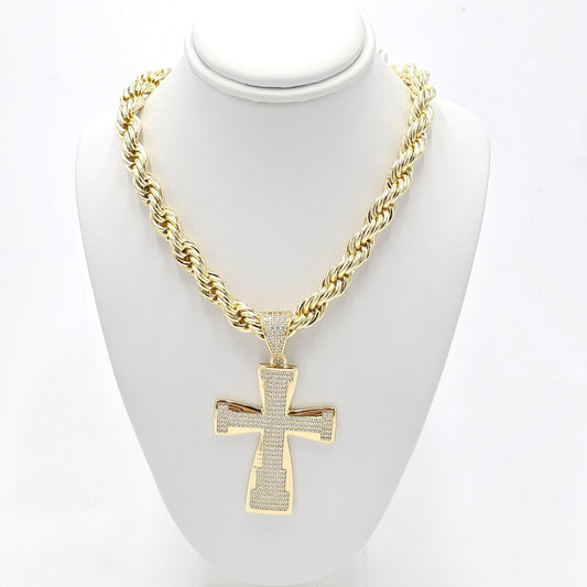 Cross pendant and torzal chain. size 23 inches