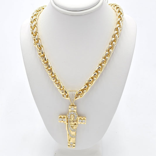 Cross san judas pendant and chain. size 23 inches