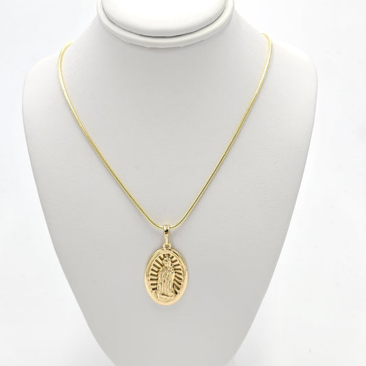 Virgin pendant and chain. size 20 inches