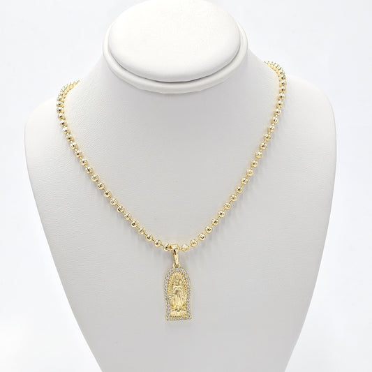 Virgin pendant and ball chain. size 18 inches