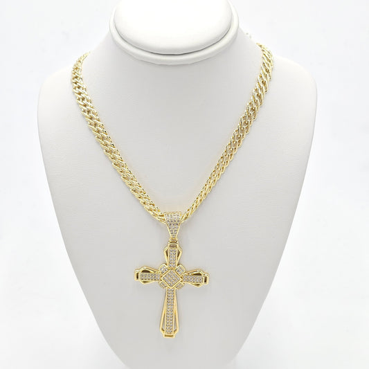 Cross pendant and española chain. size 23 inches