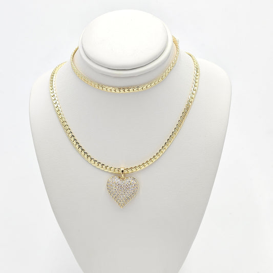 heart set. chain, pendant and bracelet. 20 inches