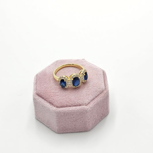 3 blue zircon ring