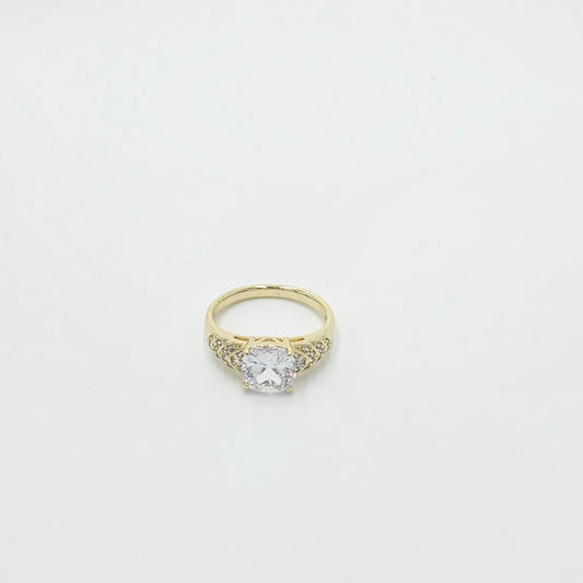 clear ring. gold plated 14k