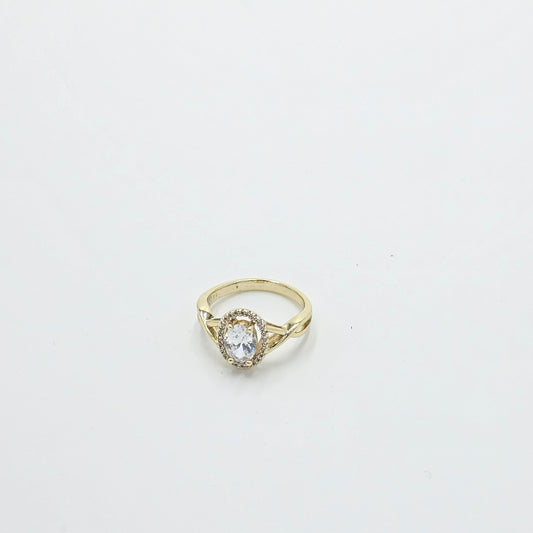 clear ring. gold plated 14k