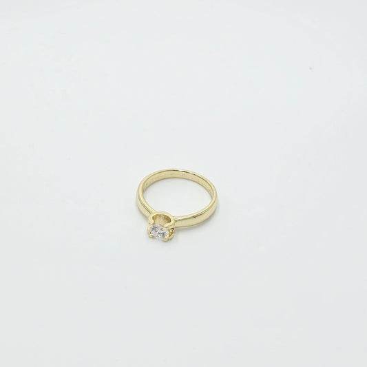 single stone ring. gold plated 14k