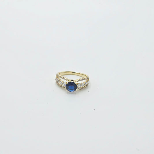 blue stone ring. gold plated 14k