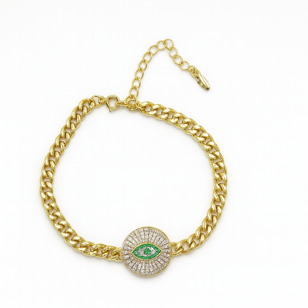 Green eyes bracelet. size 18-20cm