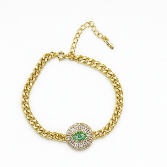 Green eyes bracelet. size 18-20cm