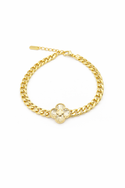 Clover bracelet 1 leaf gold plated golden color