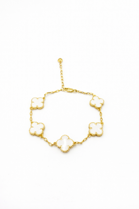 Clover bracelet white gold plated size 6 to 8 inches