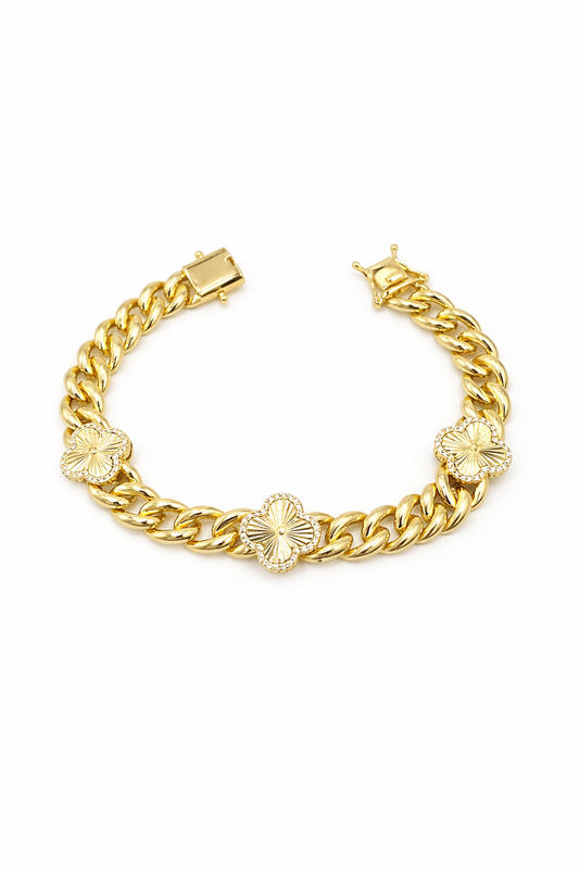 clover 3 leaf gold plated golden color