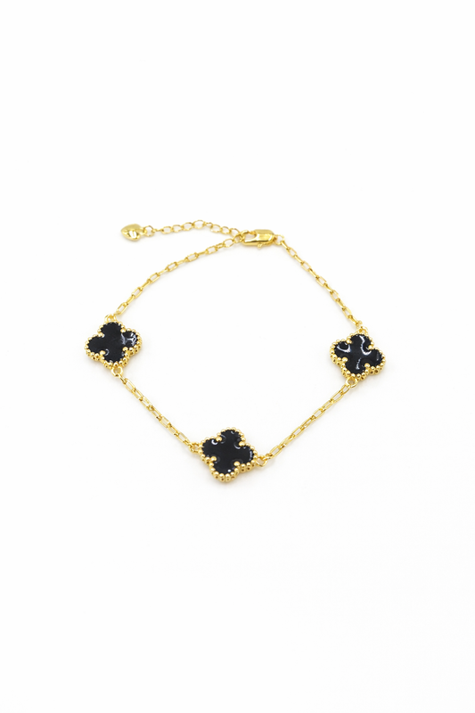 Clover bracelet three leaf black color